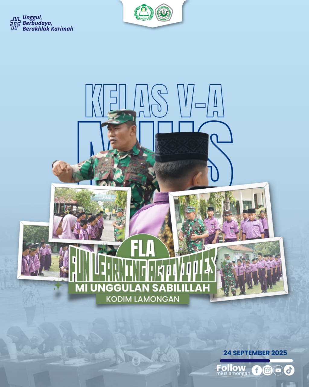 Fun Learning Activities: Siswa Kelas 5 MI Unggulan Sabilillah Kunjungi KODIM 0812 Lamongan